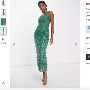 ASOS DESIGN dripped jewel embellished maxi dress in forest green